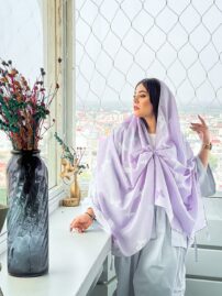 شال یاسی نخی طرحدار مادام بلا