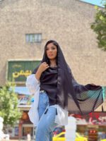شال مشکی راه راه مجلسی دخترانه مادام بلا