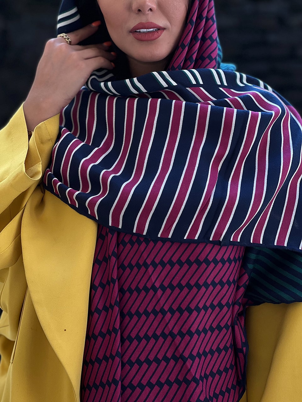 روسری ترکیبی راه راه دخترانه مادام بلا