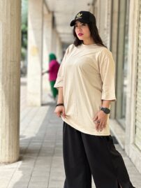 تیشرت لانگ نخ پنبه ساده مادام بلا