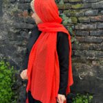 شال حریر اشکی تک رنگ مادام بلا