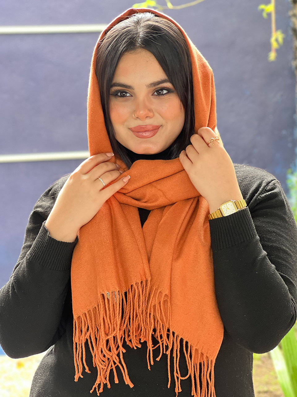 شال موهر وارداتی تک رنگ مادام بلا