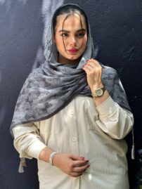 شال نخی منگوله دار پاپیونی مادام بلا رشت