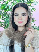 شال حریر پفکی پلنگی شال مادام بلا
