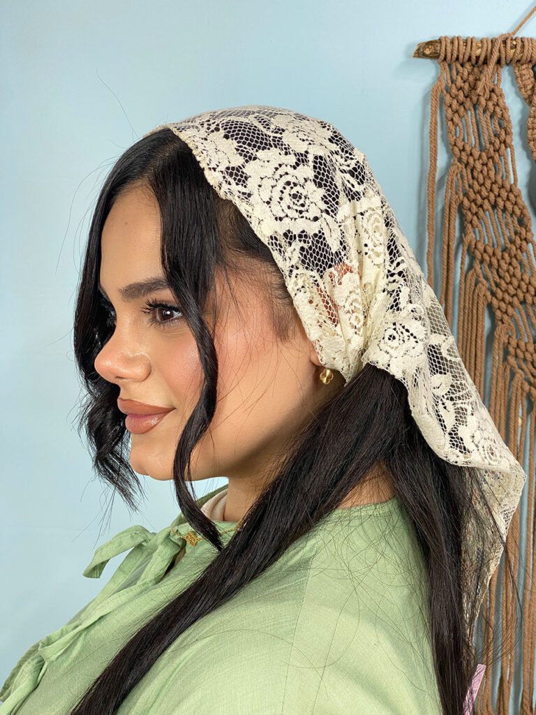 روسری سه گوش دانتل توری