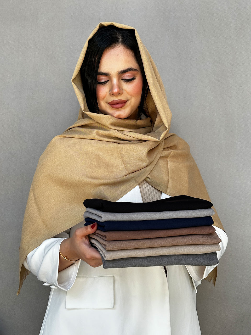 شال نخی سیرنگ تک رنگ
