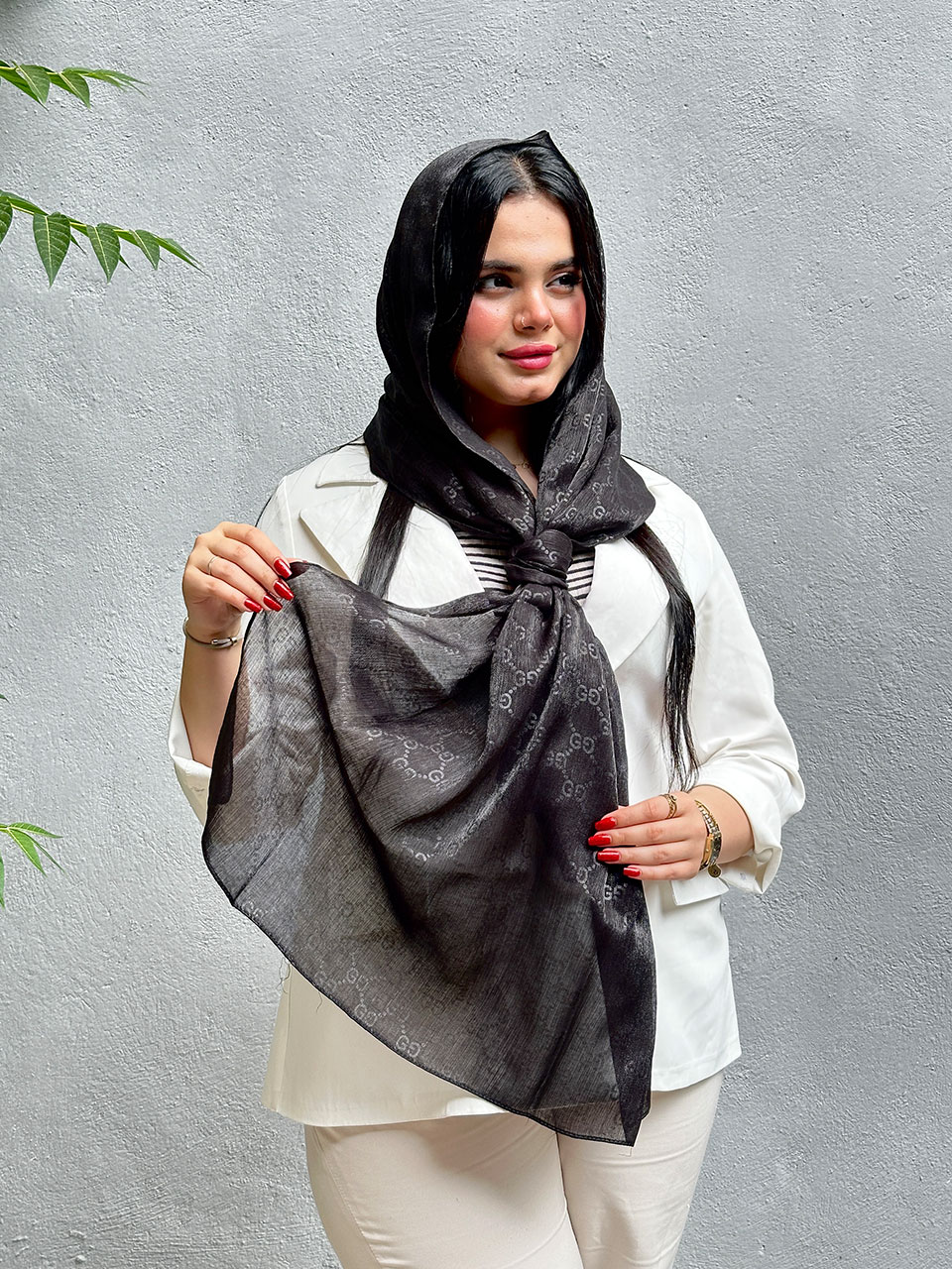 شال ژان ژان طرحدار مشکی