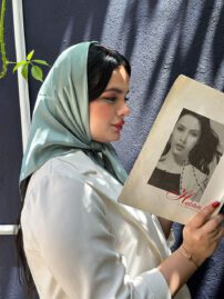 مینی اسکارف ساتن تک رنگ