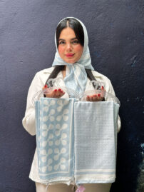 مینی اسکارف مارک آبی نخی