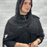 شال حریر شاین مشکی زنانه مادام بلا