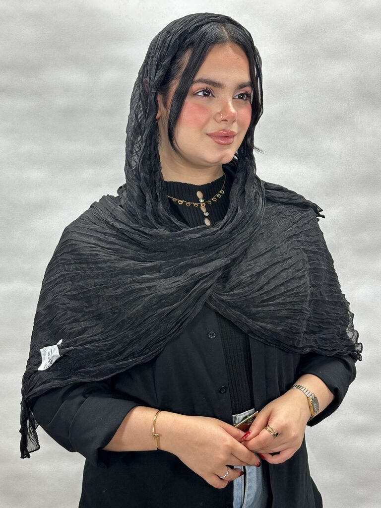 شال حریر شاین مشکی زنانه مادام بلا