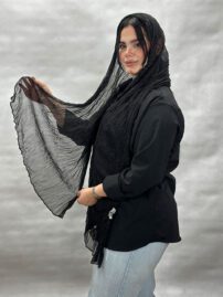 شال حریر شاین مشکی زنانه مادام بلا