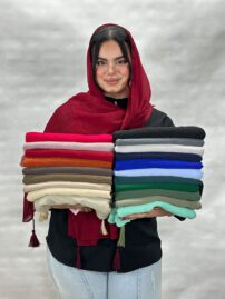 شال نخی کریشه تک رنگ شال مادام بلا