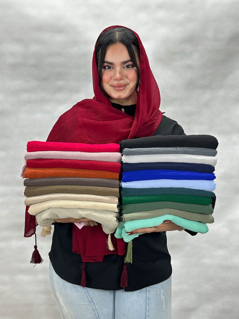 شال نخی کریشه تک رنگ شال مادام بلا