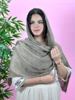 شال پلیسه لبه توری مادام بلا