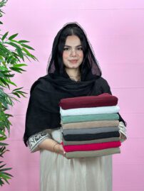 شال پلیسه لبه توری مادام بلا