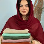 شال نخی کریشه تک رنگ شال مادام بلا