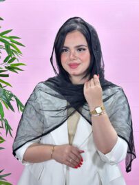شال توری طرحدار مشکی مادام بلا