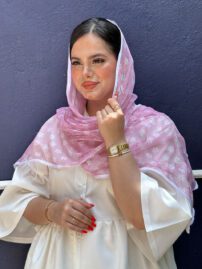شال توری صورتی دخترونه