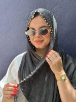 شال لمه مشکی نگینی مجلسی