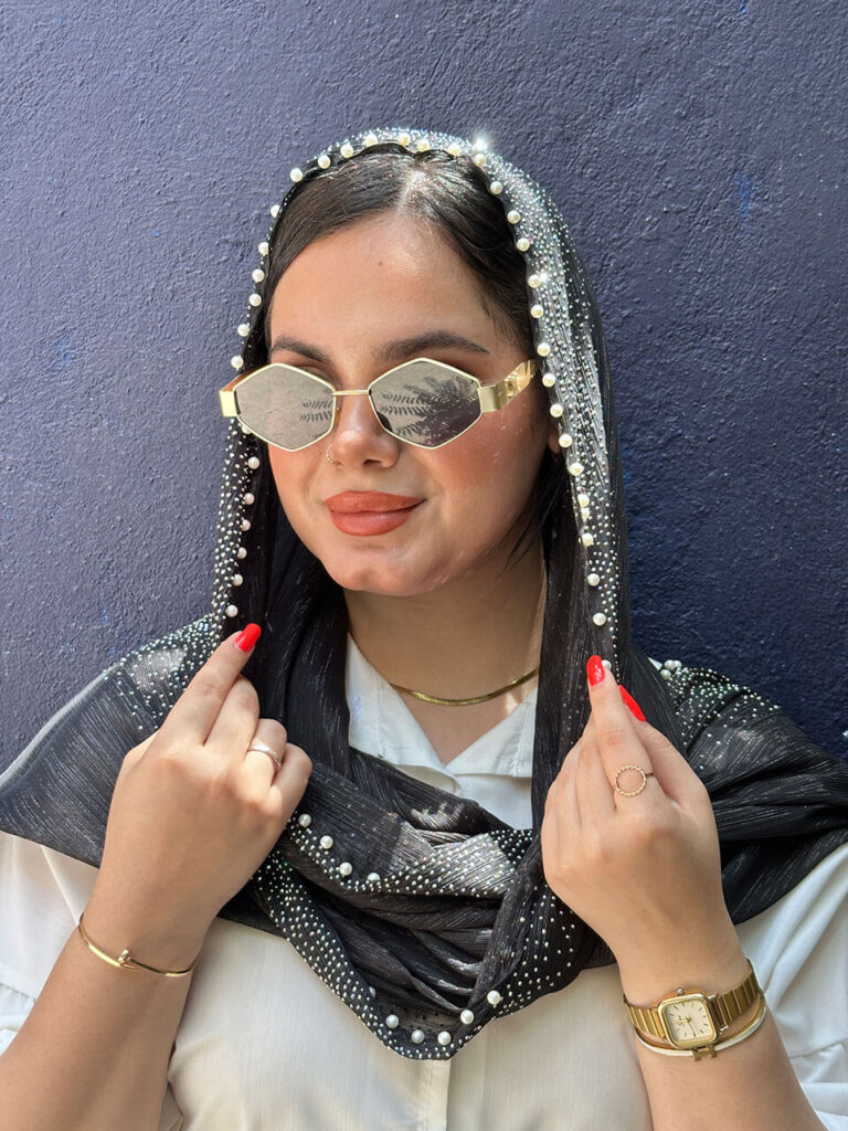 شال لمه مشکی نگینی مجلسی