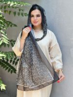 شال حریر طرحدار مشکی مادام بلا