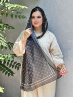 شال حریر طرحدار مشکی مادام بلا