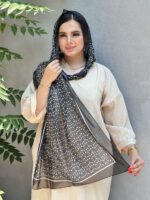 شال حریر طرحدار مشکی مادام بلا