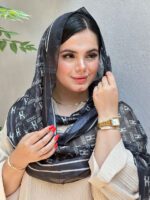 شال حریر طرحدار مشکی مادام بلا