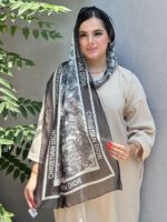 شال حریر طرحدار مشکی مادام بلا