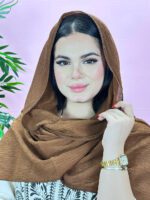شال نخی پلیسه تک رنگ