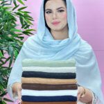 شال نخی پلیسه تک رنگ