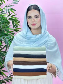 شال نخی پلیسه تک رنگ