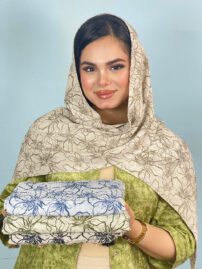 شال پلیسه گل نخی