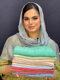 شال حریر میله ای تک رنگ مادام بلا رشت