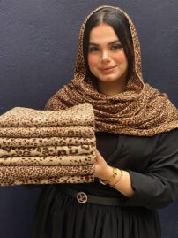 شال پلنگی نخی پلیسه