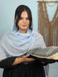 شال نخی لبه توری