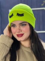 کلاه بافت رنگی دخترانه مژه