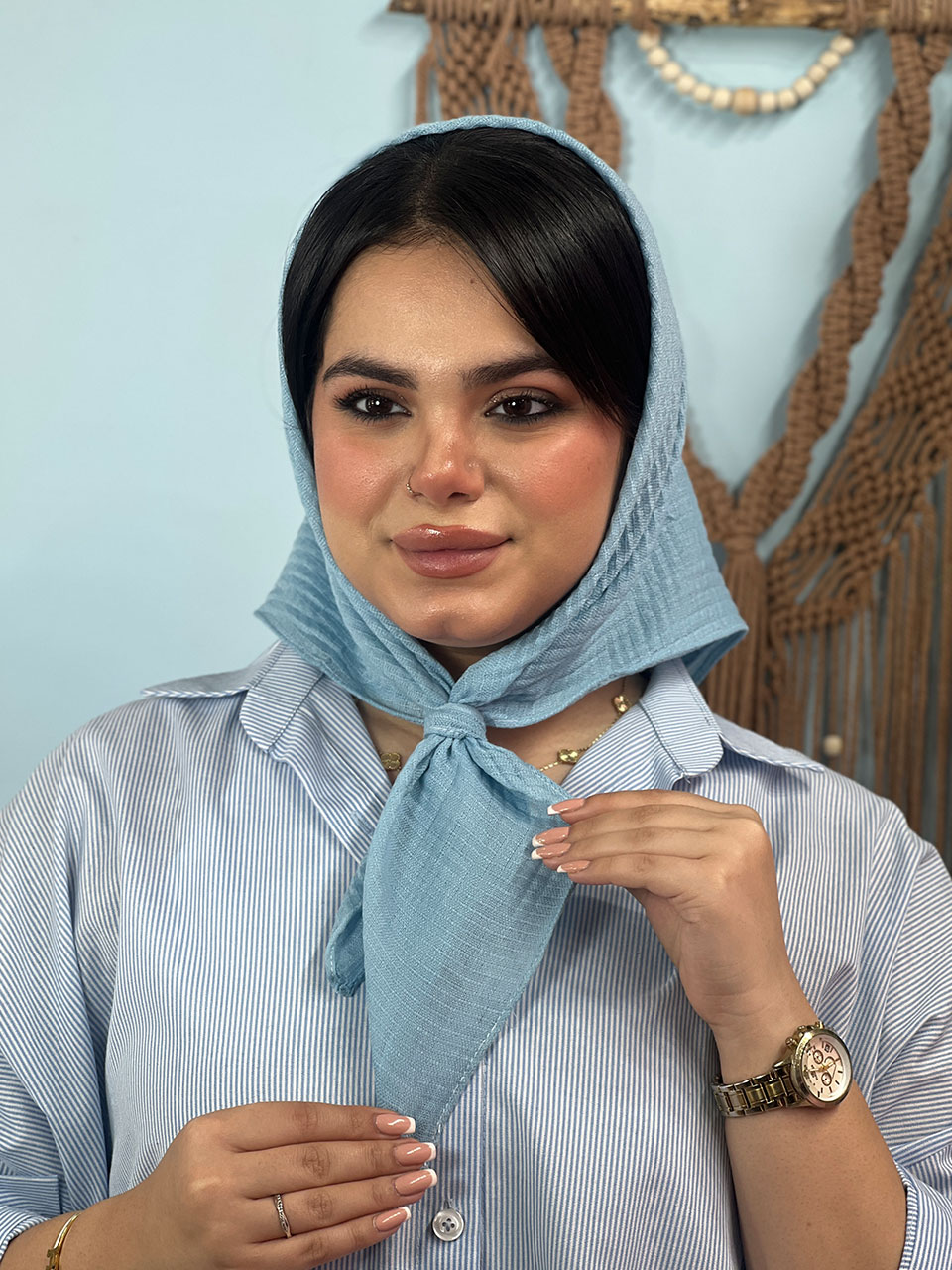 مینی اسکارف نخی تک رنگ مادام بلا