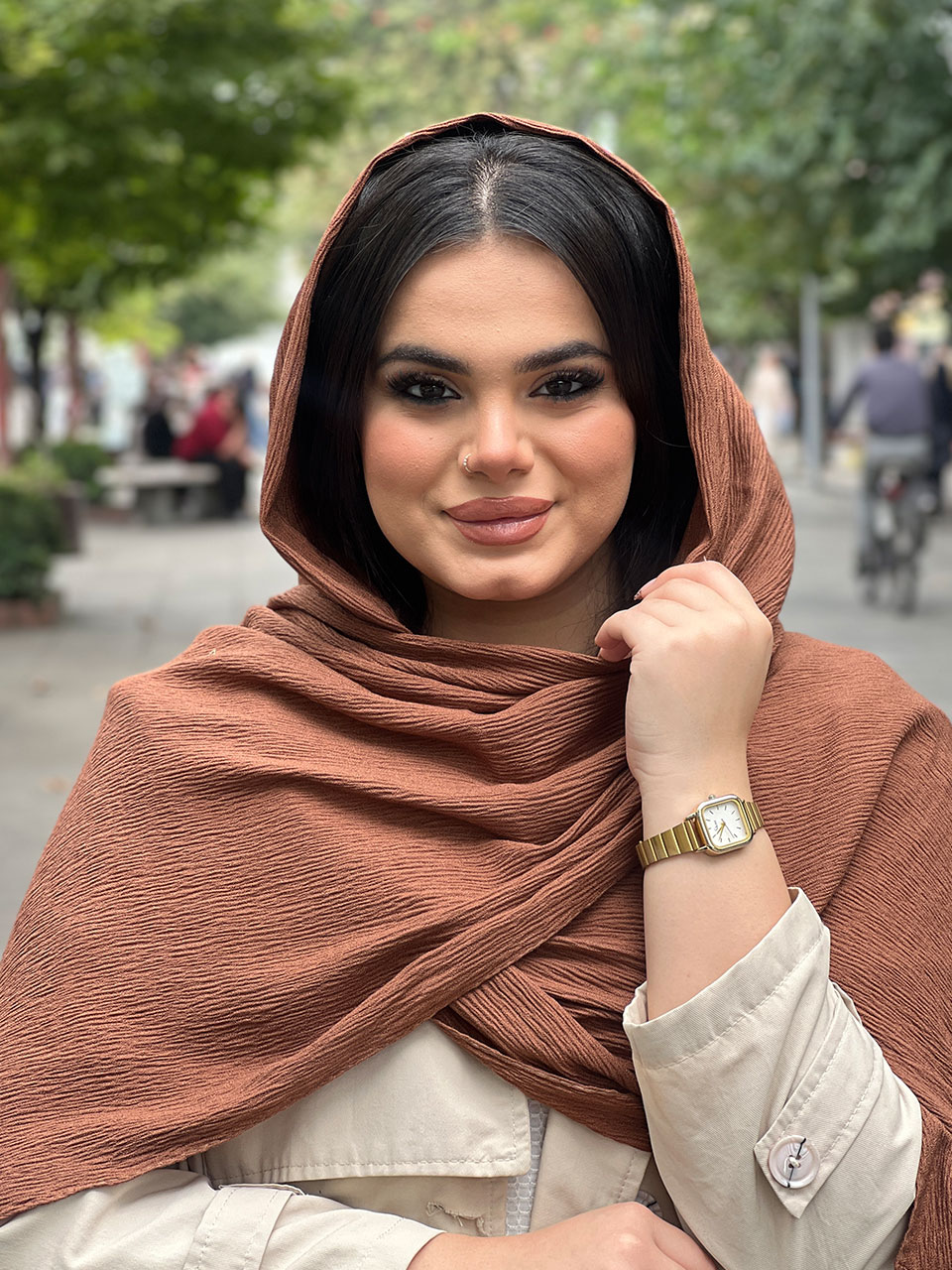 شال نخی برشکا تک رنگ