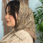 مینی اسکارف ترکیبی کرم قهوه ای (6642)