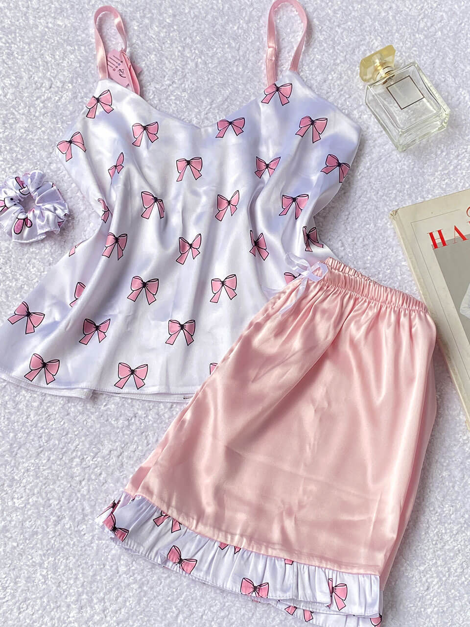 ست تاپ و شلوارک ساتن