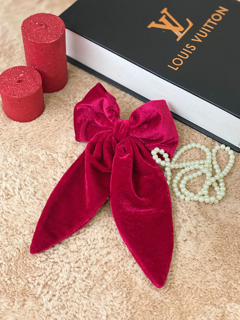 گیره فرانسوی مخمل قرم یلدایی