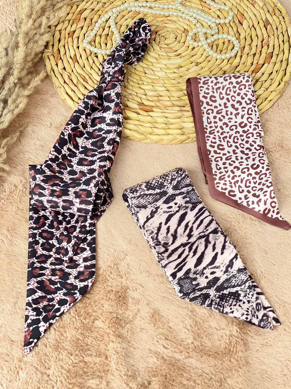 دستمال گردن پلنگی ابریشمی