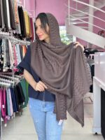 شال ژاکارد قهوه ای 6659 - Image 2