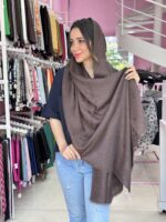 شال ژاکارد قهوه ای 6659 - Image 5