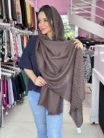 شال ژاکارد قهوه ای 6659 - Image 4