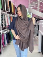 شال ژاکارد قهوه ای 6659 - Image 3