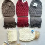 شال و کلاه بافت تک رنگ پوم دار مادام بلا