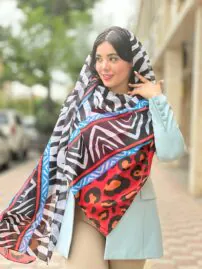 شال نخی طرحدار ترکیبی شال مادام بلا